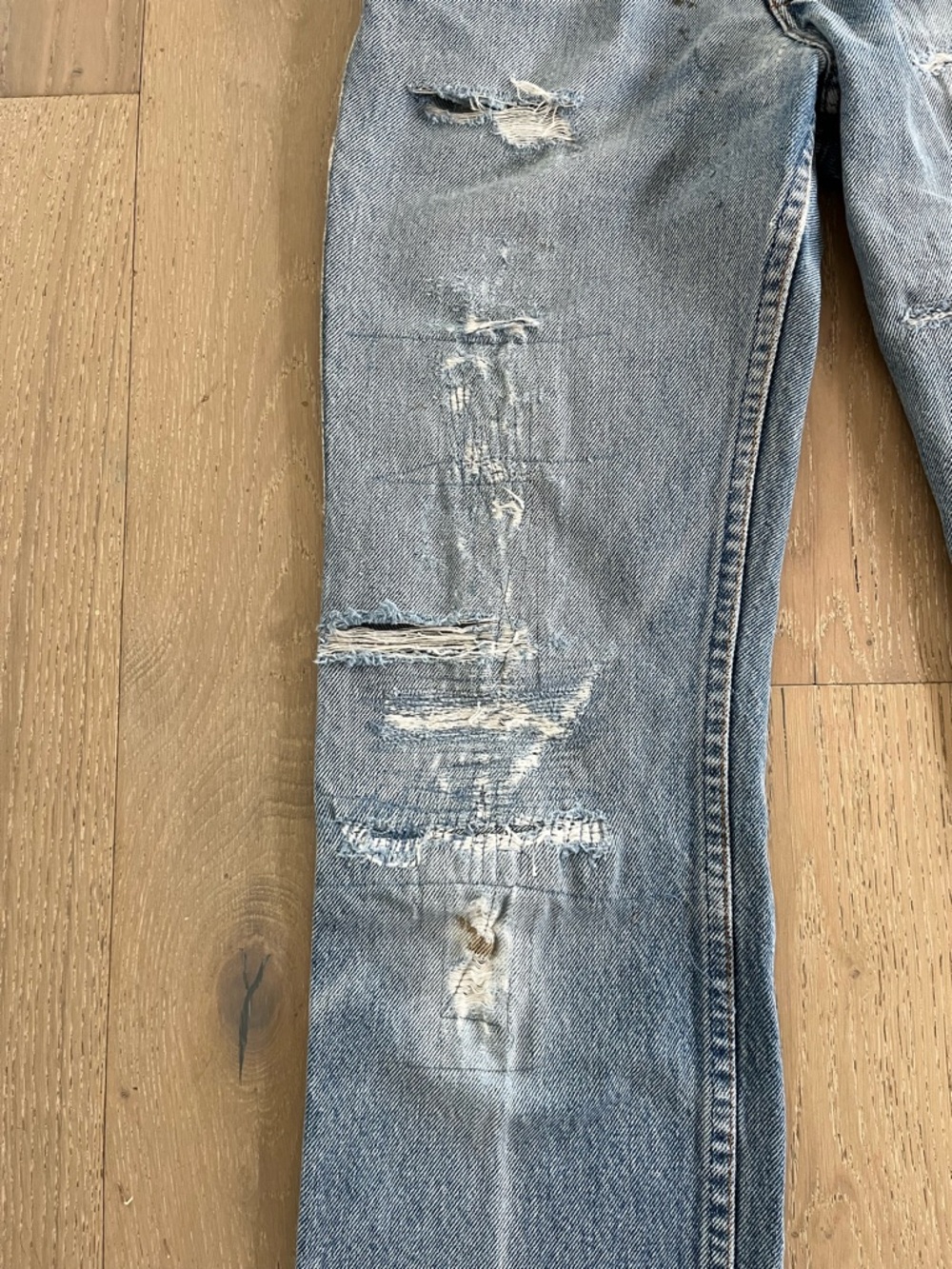 Levi's Vintage Light Blue Distressed Re-Worked 517 Jeans - Picture 2 of 10